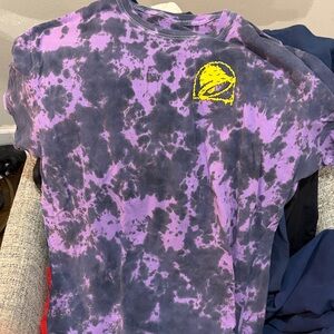 Official Taco Bell Cheesy Logo Men L Purple Tie Dye Tee T-Shirt